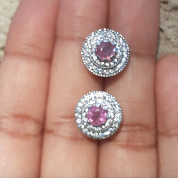925 Genuine Pink Sapphire and White Zircons. Bride,  Mother-of-the Bride. - Picture 8 of 12